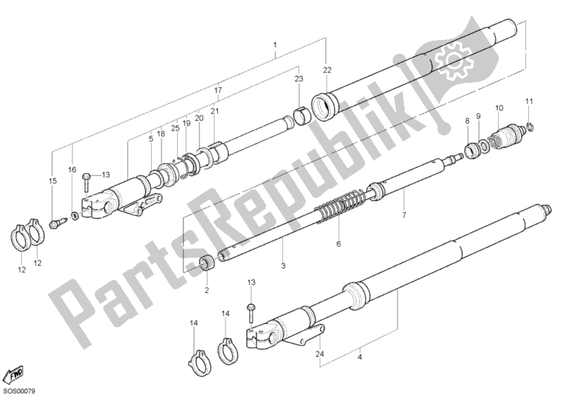 Tutte le parti per il Forcella Anteriore del Ducati Monster S2R 1000 2008
